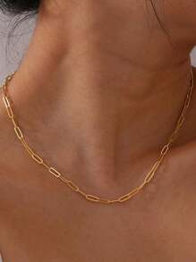 MECYLIFE 1pc Minimalist Stainless Steel Cross Chain Choker Necklace, Suitable For Women