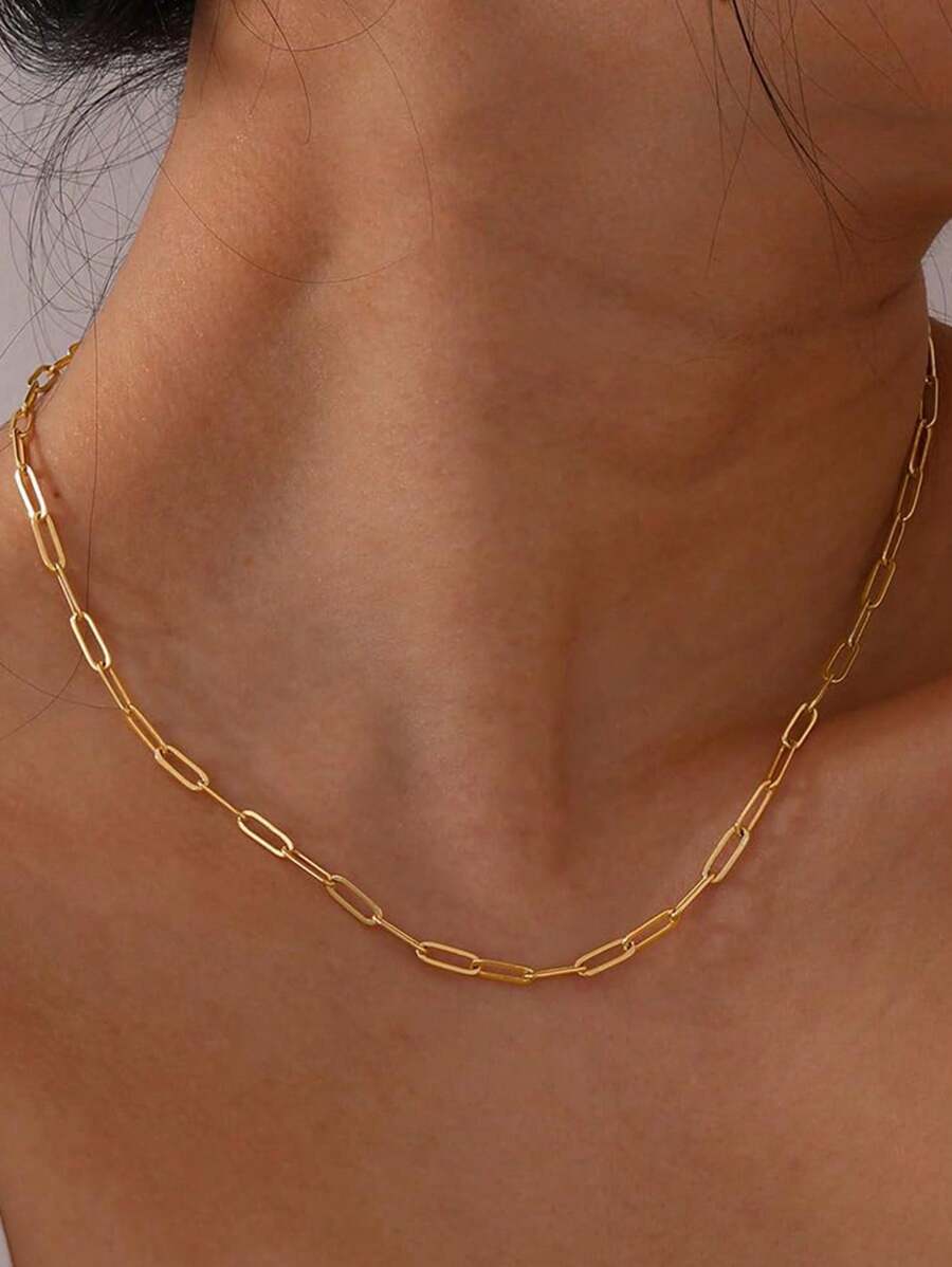 MECYLIFE 1pc Minimalist Stainless Steel Cross Chain Choker Necklace, Suitable For Women