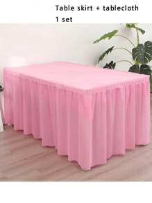 2pcs/Set Disposable Plastic Tablecloth Set, Rectangular Solid Color, Suitable For Wedding, Bridal Shower, Birthday, Buffet Party, Elegant Table Decoration, Holiday Party Supplies, Fits Various Event Themes
