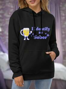 Funny Beer Lover's Big Size Women Hoodie Hoodie I Identify As Sober (Alcoholic Beer Day Gift For Dad Brewery Party Retro Vintage Beer)