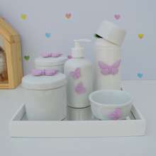 Baby Care Hygiene Kit Porcelain Girl Children's Bedroom Modern Bathroom Countertop K010 Butterfly - 紫丁香色 - 查看 2