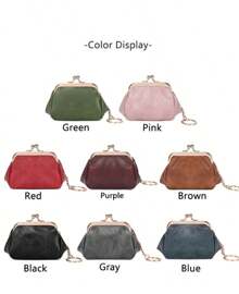 Retro Mini Lock Clip Purse Daily Portable And Cute Handheld Storage Bag For Girls Solid Color Simple Key Bag For Women Money Wallet Mini Wallet Purse Wallet Coin Wallet - Red - View 7