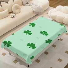 1 Piece Rectangle Waterproof Table Cloth With Four-Leaf Clover Print, Wipe-Clean Reusable Tablecloth Suitable For Outdoor Tables, Picnics, Camping, Dining Tables, Coffee Tables, Desks And Vanity - Ideal For Parties And Holidays