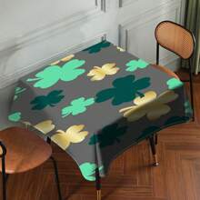 1 Piece Rectangle Waterproof Table Cloth With Four-Leaf Clover Print, Wipe-Clean Reusable Tablecloth Suitable For Outdoor Tables, Picnics, Camping, Dining Tables, Coffee Tables, Desks And Vanity - Ideal For Parties And Holidays