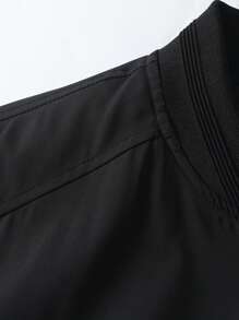 Giacca leggera casual da uomo con colletto a baseball e zip, colore nero, adatta per primavera ed estate, per uso quotidiano, pendolarismo e attività all'aperto