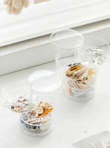 1pc Multi-Layer Rotating Storage Box, Jewelry Box, Desktop Organizer, Suitable For Organizing Earrings, Bracelets, Necklaces, Rings, Watches, Accessories, Hairpieces, Lipsticks And Cosmetics On Bedroom Vanity. Can Also Be Used As Product Display Box And Rack.