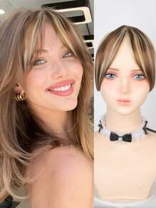 Extensiones de cabello con flequillo central, flequillo natural sin costura y flequillo francés oblicuo, perfectas para uso diario