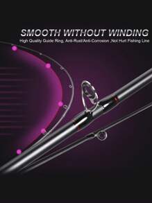 SOUGAYILANG Caña de pescar de 1.8M con 2 secciones de fibra de carbono, con mango cómodo de EVA en color rojo/morado, caña de pescar giratoria/de lanzamiento para pesca en agua dulce