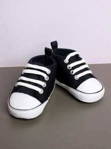 1 par de zapatos deportivos transpirables de suela blanda y de moda para bebés y niños pequeños, unisex - Azul Marino - Ver 12