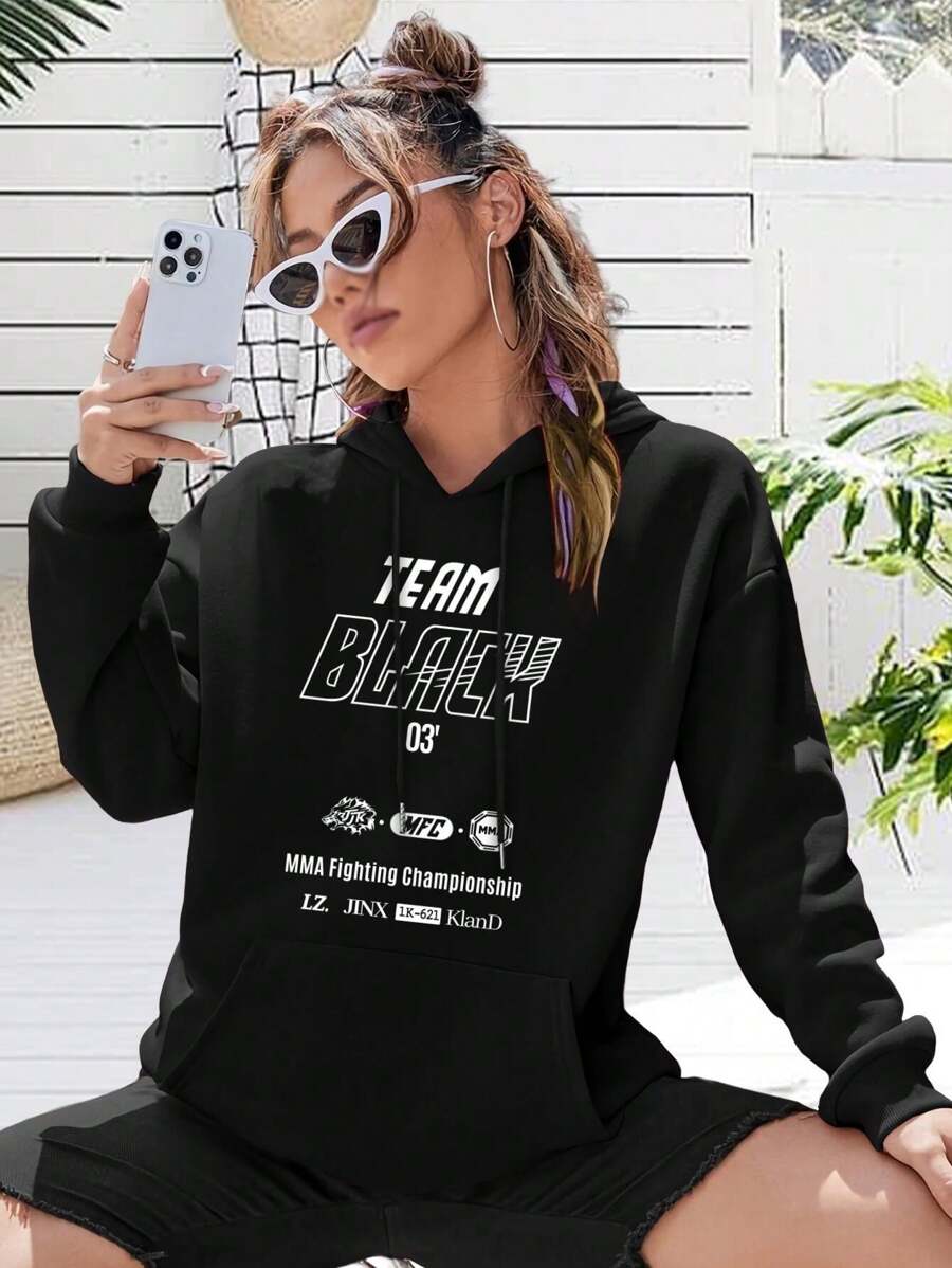 Team Black Big Size Women Hoodie For Jinx Manhwa Lovers Korea Inspired Ladies Jacket - 黑色 - 查看 1