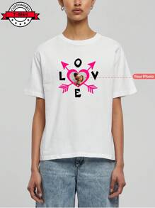 Customized Women T-Shirt For Valentine's Day - Add Your Own Text (Family Members/Nickname/Slogan/Meme) For Personalized Printing, Customized Name, Anniversary Gift, Birthday Gift, Wedding Gift, Best Friend Gift