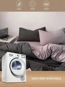 púrpura & gris agradable para la piel Set colcha , incluido 2 Fundas de almohada + 1 Edredón Funda , Textiles para dormitorio - Lila Púrpura - Ver 4