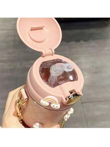 In Style Water Cup For Female Students, Attractive Slanted Plastic Cup With Strap, Large Capacity, Straw Water Bottle, Portable, For Outdoor, Camping