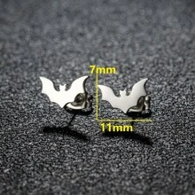1Pair Stainless Steel Bat Earrings Simple Animal Fashion Stud Earrings Jewelry Wedding Party Girl Male Gifts - 388 - View 2