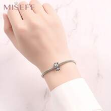MISEFF NEW 1 Pc Genuine S925 Sterling Silver Charm Smart And Cute Little Girl Beads Pendant For Bracelet Necklace DIY Fine Jewelry Making Gift Women Gifts Silver Jewelry Accessories