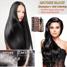 FVSHIP Unisex 500ml Black & Brown Hair Dye Shampoo, Instant 3 In 1 With Ammonia-Free Natural Ingredients For Gray Coverage In Minutes–Long Lasting, Multiple Colors Available Plant Hair Dye Haircare Mild For Men/Women - Black - View 7