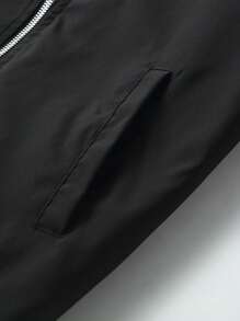 Giacca leggera casual da uomo con colletto a baseball e zip, colore nero, adatta per primavera ed estate, per uso quotidiano, pendolarismo e attività all'aperto