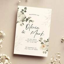 [Elegante Hochzeit] Angepasste schlicht-bohemische Hochzeitseinladung - personalisierter Text, elegantes Blumenmuster, perfekt für Brautjungfern und Hochzeitsgeschenke, geeignet für jeden Empfänger, personalisierte Einladung | moderne Ästhetik | verfeinertes Blattdetail, Hochzeitsdekoration, Schulanfang, Schulbedarf