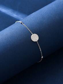 Newsoul 1pc Light Luxury Round Plaque Round Beads Bracelet Ladies Jewelery For Women S925 Sterling Silver Elegant Bracelet Fine Jewelery Gift For Daily Life Sisters Friendship