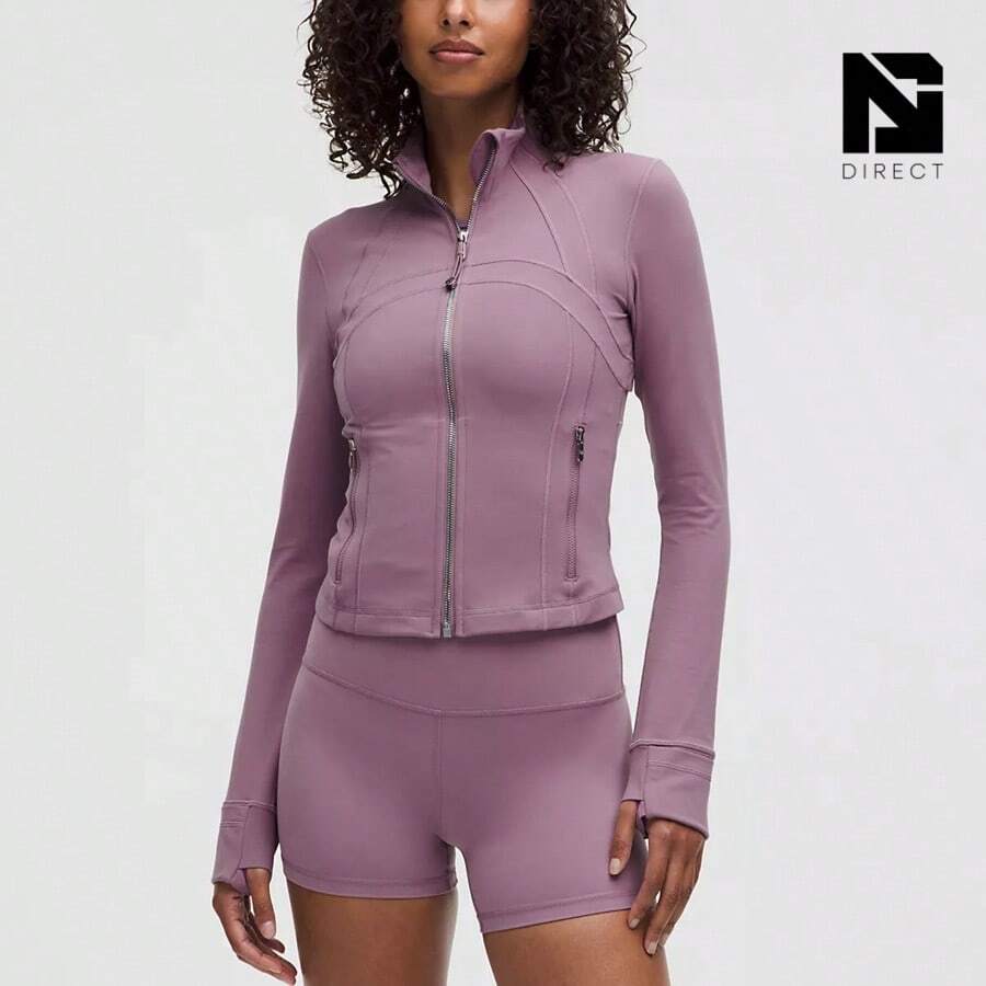 Lululemon Define Cropped Jacket Nulu-For Yoga Gym Running-Sweat-Wicking-Yoga-All Seasons Sport-Spring/Summer-Autumn/Winter-Prefect Thanks Giving Day & Chrismas Gift - Lavender Lux/Mirror Silver - 查看 1