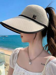 Chapeau de soleil en maille tricotée à la mode pour femme, chapeau pare-soleil polyvalent et décontracté pour l'été, protection solaire pour la plage, les voyages, l'extérieur et les festivals, 2025