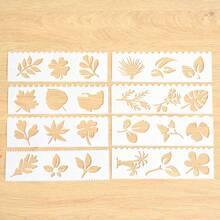 Pack Of 8 PP Letter Templates, Reusable Hollow Letter Wipe Sheets With Lace, Leaves, Cars, Weather, Animal Designs For DIY Journaling And Crafting - 2x7 Inch Painting Template Set Back To School,Back To School,School Supplies
