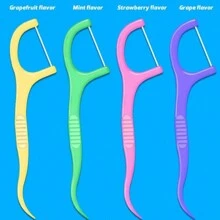 50pcs Assorted Fruit Flavored Dental Floss Sticks, Super Fine Tooth Cleaning Disposable Use Toothpicks, Multiple Colors & Flavors Available