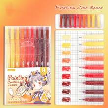 1 Box 9PCS Quick-Drying Gel Ink Pens, Medium Tip (0.5mm), 9 Colors, Plastic Material, Ideal For Drawing And Journaling