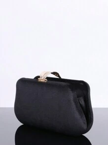 1 件高端天鹅绒水钻金属扣女士手拿包/女孩礼物、婚礼/派对包、晚装包，非常适合派对婚礼舞会晚宴/宴会搭配节日派对礼服晚礼服和亮片礼服 - 黑色 - 查看 2