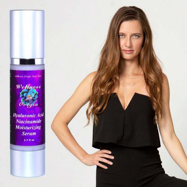 Wellness Origin Hyaluronic Acid & Niacinamide Moisturizing Serum | Organic Skin Care For Healthy And Glowing Skin | Hydrating, Rebuilding Collagen, Anti-Aging | No Synthetic Ingredients | Perfect For Women And Men, Holiday Gifts