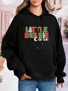Little Debbie Cutie Funny Slogan Big Size Women Hoodie Sweatwomen Hoodies With Typographic Designs For Women - 黑色 - 查看 1