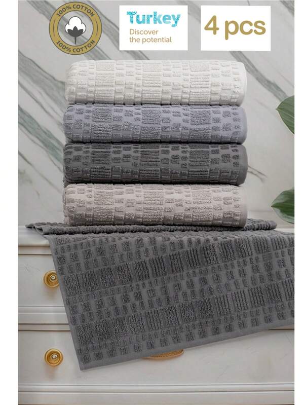 4er Handtuch-Set, Türkische Handtücher für Gesicht und Bad, ultra-weich & dick, hochabsorbierend, modernes Design, geeignet für den Badezimmergebrauch