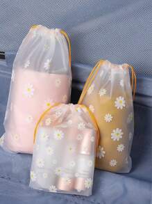 5/10pcs Clear Plastic Storage Bag Large Shoes Storage Organizer Portable Travel Shoe Packaging Bag Waterproof Shoe Bag Drawstring Shoe Bag Organizer For Men And Women With Drawstring Waterproof Travel Storage Bags For Packing Dust Bags Modern Floral Pattern Travel Shoe Bag Travel Essentials Travel Organizer For Beach Summer Vacation Back To School Drawstring Shoes Pouch Shoes Cover Dust-Proof For Women Packing Cubes Cruise Essentials Vacation Essentials - Yellow - View 4