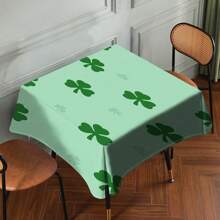 1 Piece Rectangle Waterproof Table Cloth With Four-Leaf Clover Print, Wipe-Clean Reusable Tablecloth Suitable For Outdoor Tables, Picnics, Camping, Dining Tables, Coffee Tables, Desks And Vanity - Ideal For Parties And Holidays