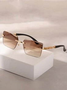 Augonstern 1pc Leopard Print Frameless Decorative Legs Fashion Glasses, Fashionable Small Frame Glasses For Beach Vacation