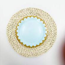 10PCS/20PCS/50PCS 浅蓝色扇形纸盘，7 英寸 9 英寸一次性派对纸盘蓝色纸盘带金色铝箔边缘，用于甜点蛋糕新娘送礼会生日婚礼派对装饰用品 - 藍色 - 查看 11