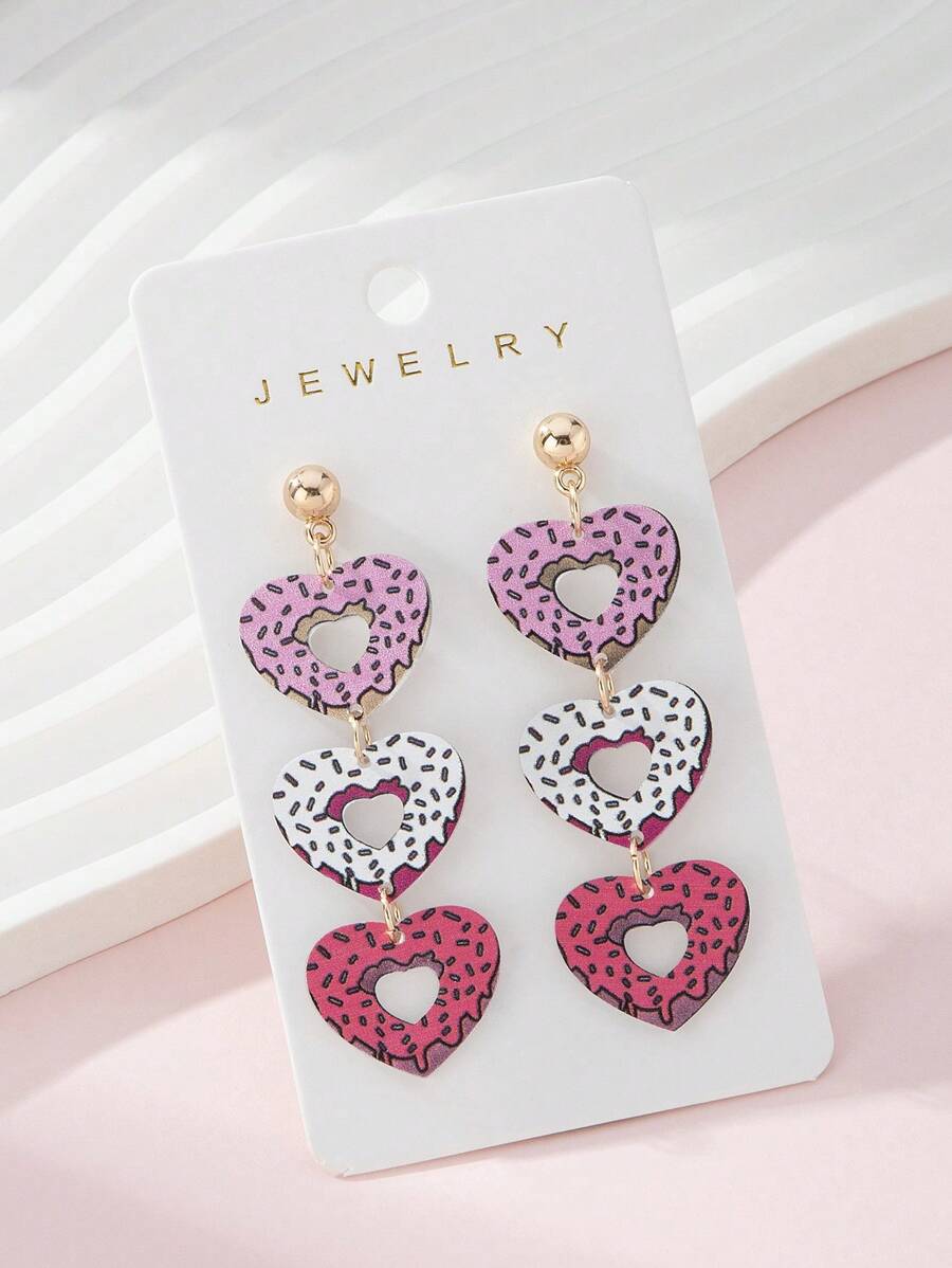 1 par de pendientes de joyería con diseño de donut colorido y dulce de acrílico, regalo lindo para mujeres, ideal para playa y vacaciones de verano