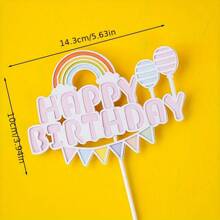 10 piezas Decoraciones para pastel arcoíris de "Feliz cumpleaños", decoraciones de papel para pastel de boda, set de cupcakes, sin electricidad, sin plumas, decoración para hornear