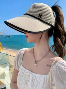 Chapeau de soleil en maille tricotée à la mode pour femme, chapeau pare-soleil polyvalent et décontracté pour l'été, protection solaire pour la plage, les voyages, l'extérieur et les festivals, 2025