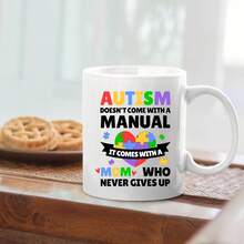 Mom Doesn't Come With A Manual Moms Gift Autistic Son Daughter Mother's Day Novelty Drinkware Ceramic Mug 11 Oz - White - View 1