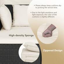 Patio Hand-Woven PE Wicker Daybed Outdoor Loveseat Sofa Set W/ White Cushions - 白色 - 查看 7