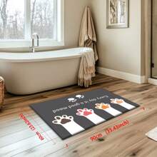 1pc Soft, Lightweight Crystal Fleece Customized/Personalized Welcome Doormat With Cute Paw Prints Design
