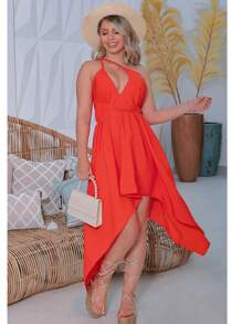 Women's Short Wrap Dress With Straps - 黃色 - 查看 6