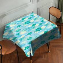 1 Piece Rectangle Waterproof Table Cloth With Four-Leaf Clover Print, Wipe-Clean Reusable Tablecloth Suitable For Outdoor Tables, Picnics, Camping, Dining Tables, Coffee Tables, Desks And Vanity - Ideal For Parties And Holidays