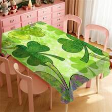1 Piece Rectangle Waterproof Table Cloth With Four-Leaf Clover Print, Wipe-Clean Reusable Tablecloth Suitable For Outdoor Tables, Picnics, Camping, Dining Tables, Coffee Tables, Desks And Vanity - Ideal For Parties And Holidays