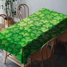 1 Piece Rectangle Waterproof Table Cloth With Four-Leaf Clover Print, Wipe-Clean Reusable Tablecloth Suitable For Outdoor Tables, Picnics, Camping, Dining Tables, Coffee Tables, Desks And Vanity - Ideal For Parties And Holidays