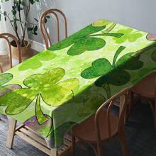 1 Piece Rectangle Waterproof Table Cloth With Four-Leaf Clover Print, Wipe-Clean Reusable Tablecloth Suitable For Outdoor Tables, Picnics, Camping, Dining Tables, Coffee Tables, Desks And Vanity - Ideal For Parties And Holidays