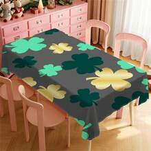 1 Piece Rectangle Waterproof Table Cloth With Four-Leaf Clover Print, Wipe-Clean Reusable Tablecloth Suitable For Outdoor Tables, Picnics, Camping, Dining Tables, Coffee Tables, Desks And Vanity - Ideal For Parties And Holidays