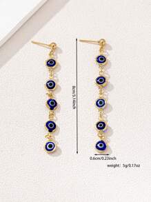 1 par de pendientes elegantes con borlas y diseño de ojo malvado geométrico chic