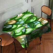1 Piece Rectangle Waterproof Table Cloth With Four-Leaf Clover Print, Wipe-Clean Reusable Tablecloth Suitable For Outdoor Tables, Picnics, Camping, Dining Tables, Coffee Tables, Desks And Vanity - Ideal For Parties And Holidays